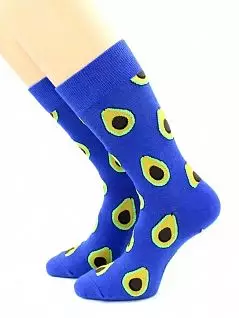 Повседневные носки с оригинальным принтом "Авокадо" синего цвета Hobby Line 45964